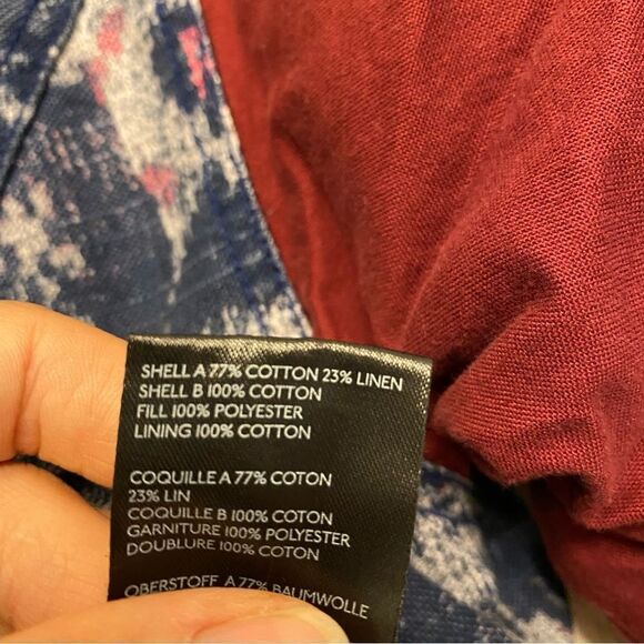 Free People varsity of dreams bomber jacket blue red cotton linen blend S - Picture 4 of 9